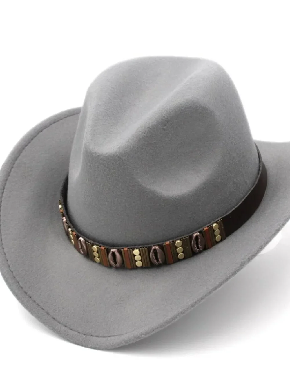 Gray Western Cowboy Hat Wide Brim Ranch Rodeo Cowgirl Festival Boho Costume Hat